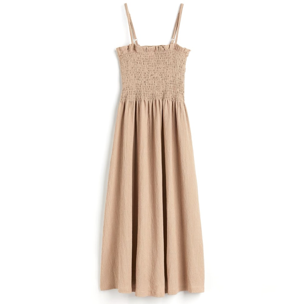 H&M Beige Textured Midi Camisole Sundress, Like New